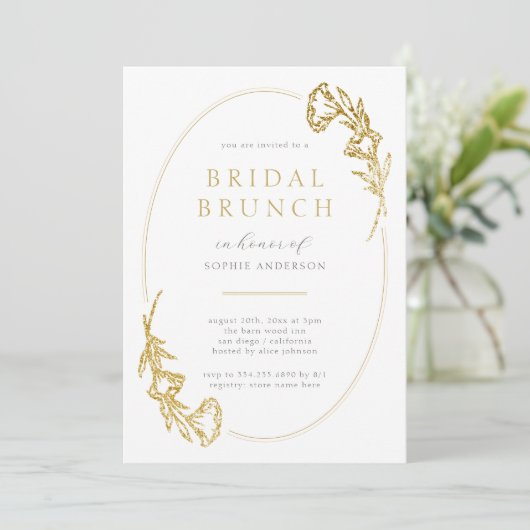 Minimalistisch goudbraal Vrijgezellenfeest Brunch Kaart (Staand voorkant)