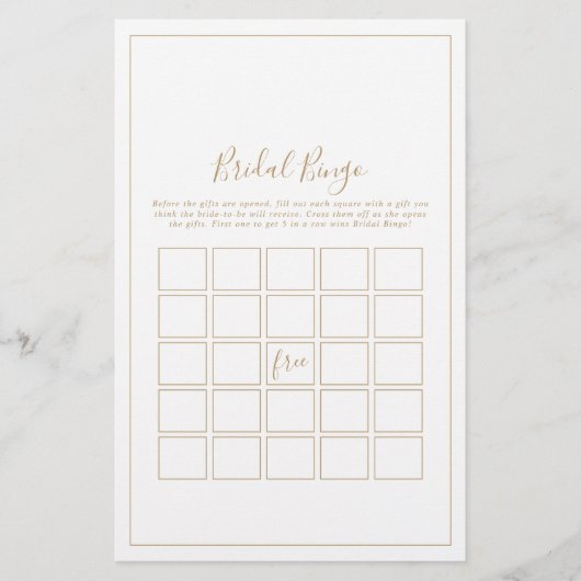 Minimalistisch goudbridal Bingo Game Flyer (Voorkant)