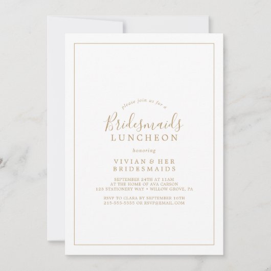 Minimalistisch goudbridesmaids Luncheon Kaart (Voorkant)