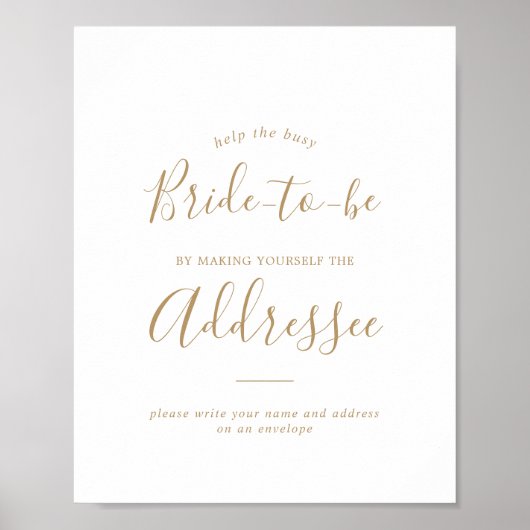 Minimalistisch gouden adres op een envelop bordje poster (Voorkant)