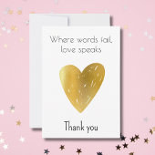 Minimalistisch gouden folie hart bedankkaart