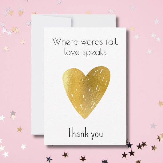 Minimalistisch gouden folie hart bedankkaart