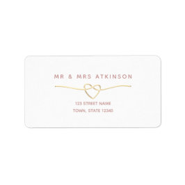 Minimalistisch gouden hart trouwadres etiket