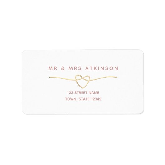 Minimalistisch gouden hart trouwadres etiket (Voorkant)