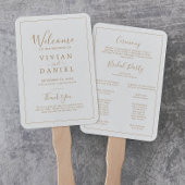 Minimalistisch gouden huwelijksprogramma handwaaier