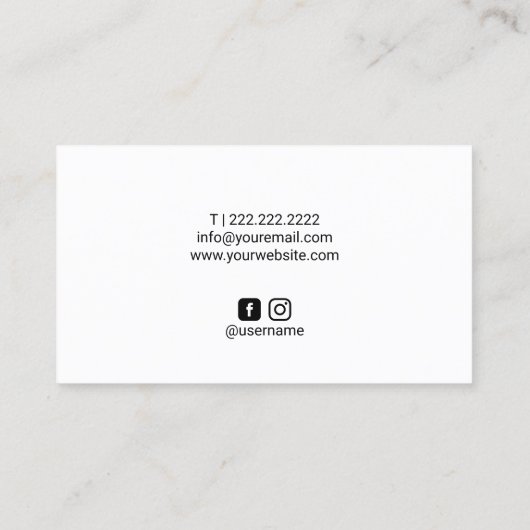 Minimalistisch gouden knoeiboel en zwenkend artist visitekaartje (Achterkant)