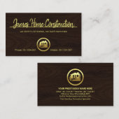 Minimalistisch Gouden Lijn Bruin Hout Visitekaartje (Voorkant / Achterkant)