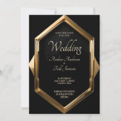 Minimalistisch gouden lijst tegen zwarte achtergro save the date (Voorkant)