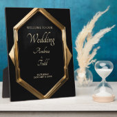 Minimalistisch gouden lijst zwarte achtergrond taf fotoplaat (Zijkant)