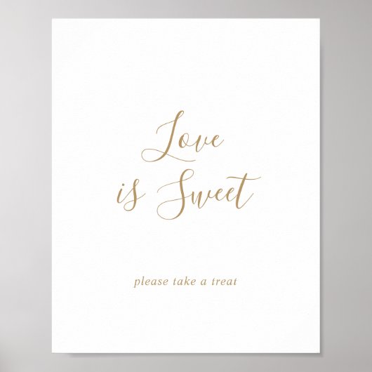 Minimalistisch gouden Love Is Sweet-huwelijksbord Poster (Voorkant)