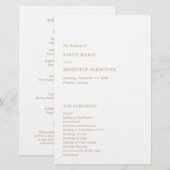 Minimalistisch gouden modern huwelijksprogramma (Voorkant / Achterkant)