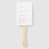 Minimalistisch gouden modern huwelijksprogramma handwaaier (Voorkant)