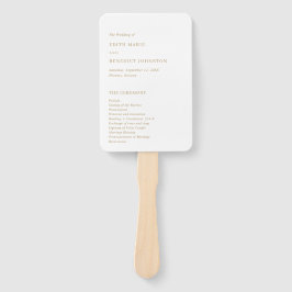 Minimalistisch gouden modern huwelijksprogramma handwaaier