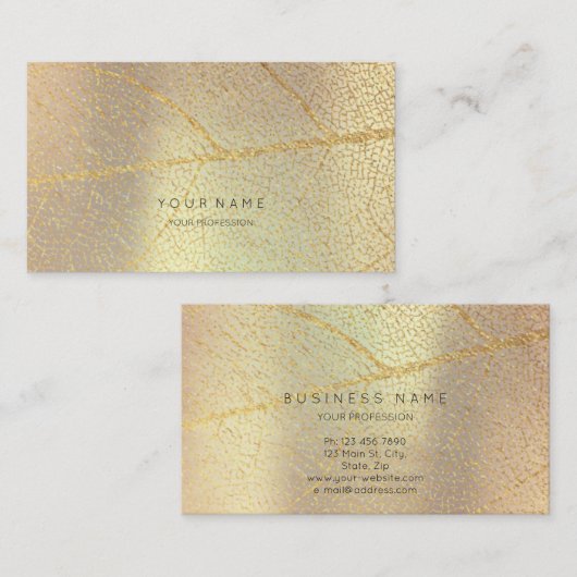 Minimalistisch gouden Roos Gold Leaf Blush Metalli Visitekaartje (Voorkant / Achterkant)