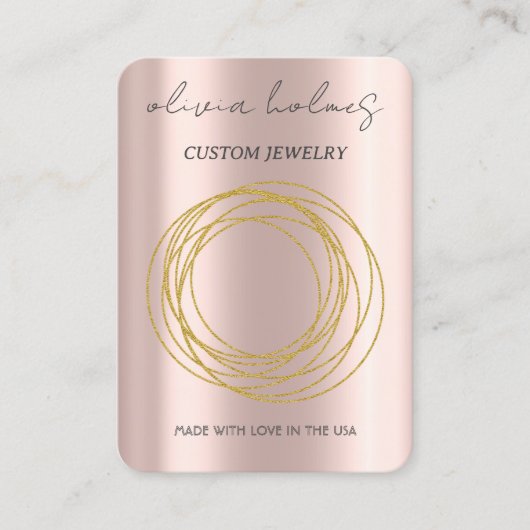 Minimalistisch gouden rozen juwelen visitekaartje (Voorkant)