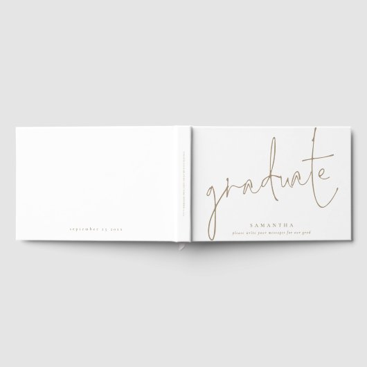 Minimalistisch gouden script Afstuderen wit Afstud Gastenboek (Volledig)