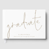 Minimalistisch gouden script Afstuderen wit Afstud Gastenboek (Voorkant)