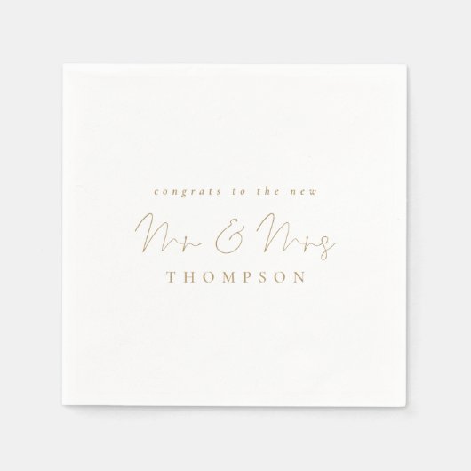 Minimalistisch gouden script feliciteert Mr. Mrs W Servet (Voorkant)