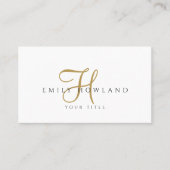 Minimalistisch gouden script monogram naam visitekaartje (Voorkant)