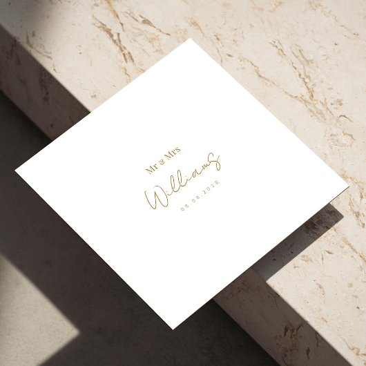 Minimalistisch gouden script Mr. & Mrs. bruiloft s Servet