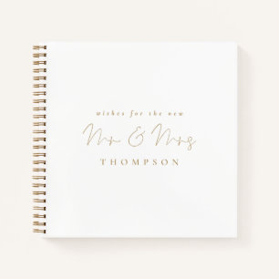 Minimalistisch gouden script Mr. Mrs. Wedding Gast Notitieboek