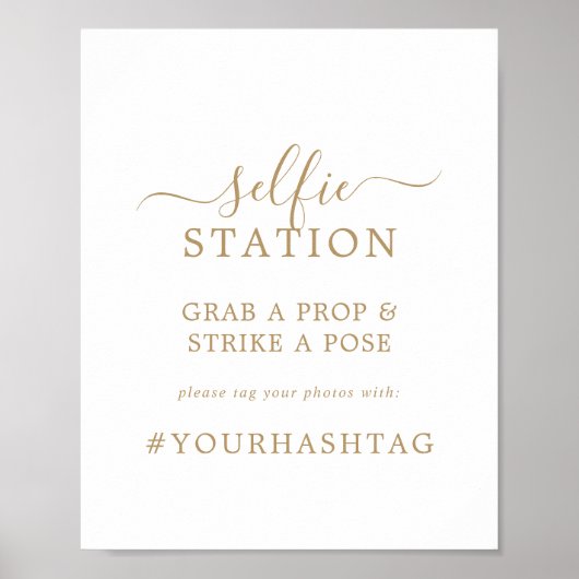 Minimalistisch gouden selfie station trouwkaart poster (Voorkant)