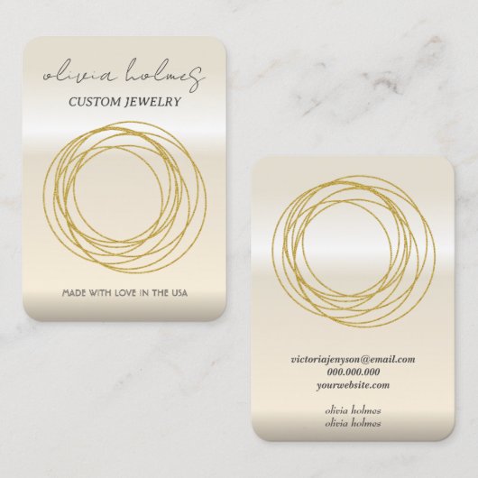Minimalistisch gouden sieraden visitekaartje (Voorkant / Achterkant)