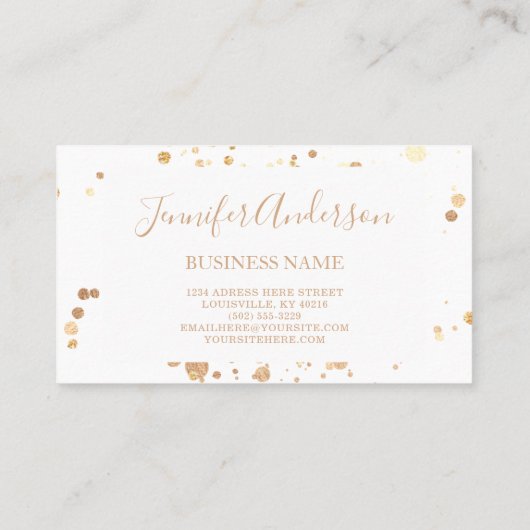 Minimalistisch gouden Stippen Moderne Elegant Whit Visitekaartje (Achterkant)