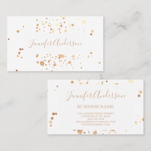 Minimalistisch gouden Stippen Moderne Elegant Whit Visitekaartje (Voorkant / Achterkant)