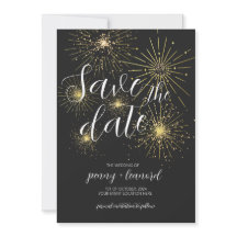 Minimalistisch gouden vuurwerk bewaart de datum