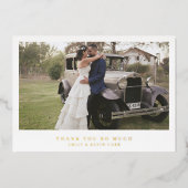 Minimalistisch goudfotohuwelijk Hartelijk dank Folie Uitnodiging (Voorkant)