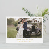 Minimalistisch goudfotohuwelijk Hartelijk dank Folie Uitnodiging (Staand Voorkant)