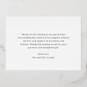 Minimalistisch goudfotohuwelijk Hartelijk dank Folie Uitnodiging (Achterkant)