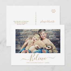 Minimalistisch goudgeloof Religieus landschap Foto Feestdagenkaart