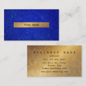 Minimalistisch goudglitter kobalt blauw vip visitekaartje (Voorkant / Achterkant)