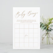 Minimalistisch goudkalligrafie Bingo Baby shower (Staand voorkant)