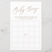 Minimalistisch goudkalligrafie Bingo Baby shower (Voorkant)