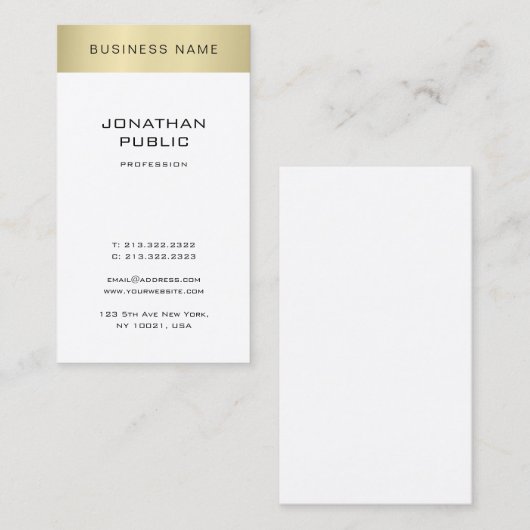 Minimalistisch goudkleurige goudblik in de moderne visitekaartje (Voorkant / Achterkant)