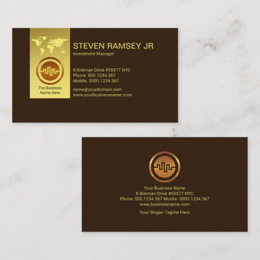 Minimalistisch goudkrab Rustic Brown International Visitekaartje (Voorkant / Achterkant)