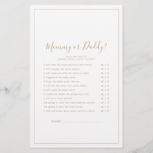 Minimalistisch goudmam of pappelspel (Voorkant)