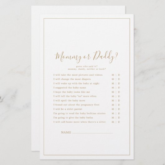 Minimalistisch goudmam of pappelspel (Voorkant / Achterkant)