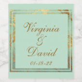 Minimalistisch goudmarmer-Lijst op blauwe wijnetik Wijn Etiket (Enkel label)