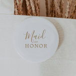 Minimalistisch goudmeisje van het Vrijgezellenfees Ronde Button 5,7 Cm<br><div class="desc">Deze minimalistische goudvormer van een eervolle vrijgezellenfeest is perfect voor een eenvoudige trouwdouche. Het moderne romantische ontwerp kenmerkt klassieke gouden en witte typografie in combinatie met een roestachtige, maar elegante kalligrafie met , met de hand geschreven stijl. in elke kleur. Houd het ontwerp eenvoudig en elegant, zoals het is, of...</div>