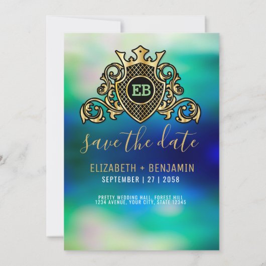 Minimalistisch goudmonogram kaart (Achterkant)