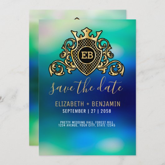 Minimalistisch goudmonogram kaart (Voorkant / Achterkant)