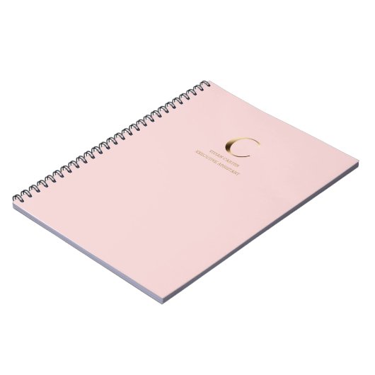 Minimalistisch goudmonogram | Roze Notitieboek (Linkerzijde)