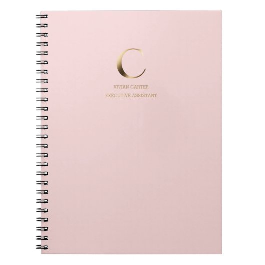 Minimalistisch goudmonogram | Roze Notitieboek (Voorkant)