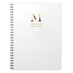 Minimalistisch goudmonogram Wit Notitieboek