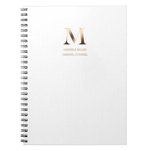 Minimalistisch goudmonogram | Wit Notitieboek (Voorkant)