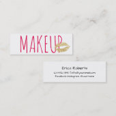 Minimalistisch goudpitten roze tekst mini mini visitekaartje (Voorkant / Achterkant)